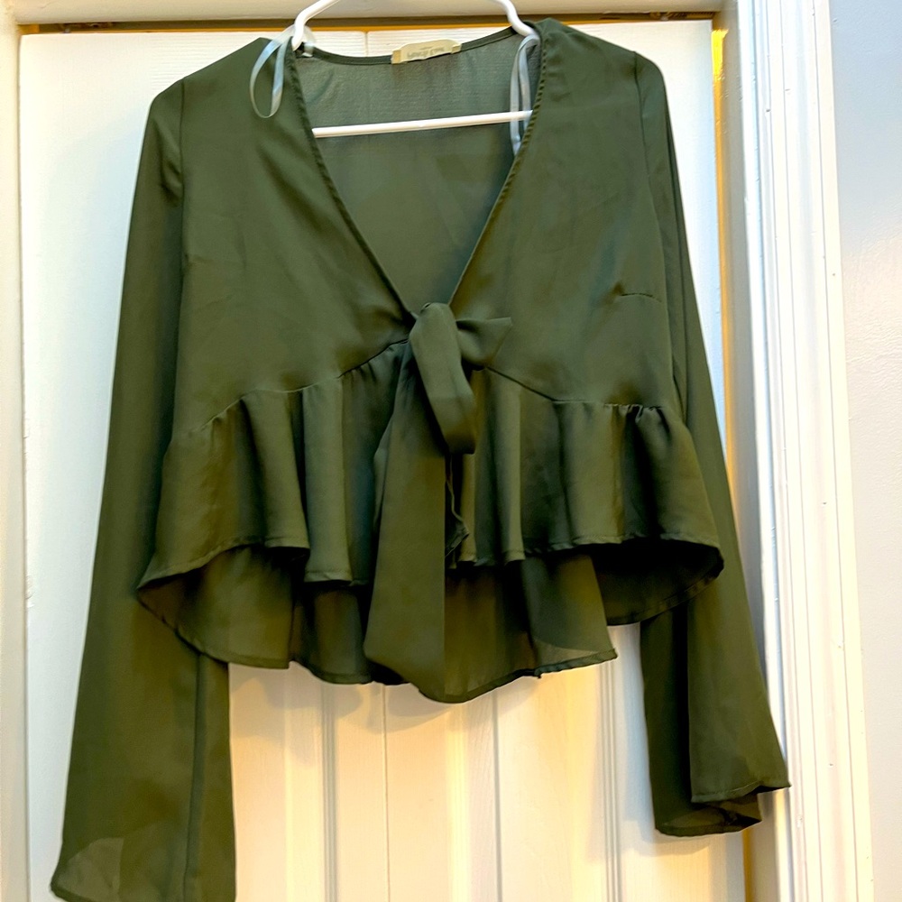 Sexy green front tie top